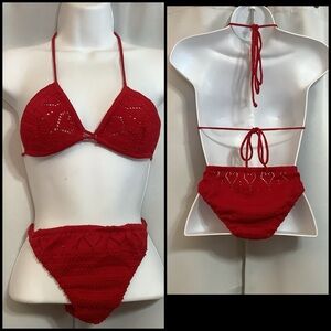 Crochet Bikini Women’s Size Medium Vacation Resort Red NWOT